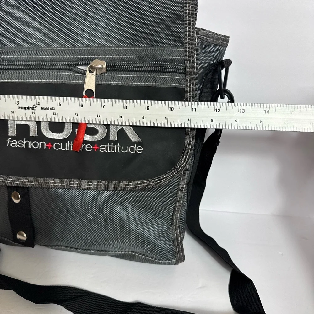 RUSK Haircare Messenger Bag – “Fashion + Culture + Attitude” Gray Crossbody Tote